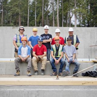 Vancouver Island University carpentry students at the Cowichan campus learn skills on-site while building homes for the Malahat Nation. 