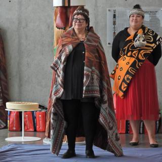 VIU Chancellor Cloy-e-iss, Dr. Judith Sayers, with her daughter Alana behind her