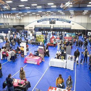 The VIU gym full of booths and career fair participants