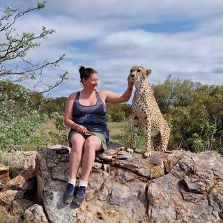 Jennifer Lindley with a big cat