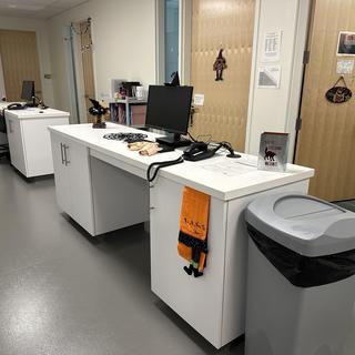 Nursing simulation suites decorated for Halloween