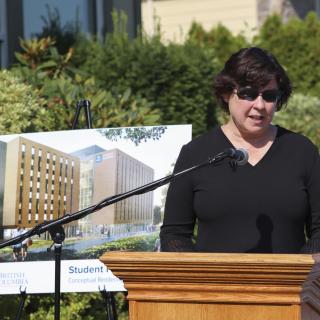 Dr. Deborah Saucier, VIU President and Vice-Chancellor, speaks at the announcement