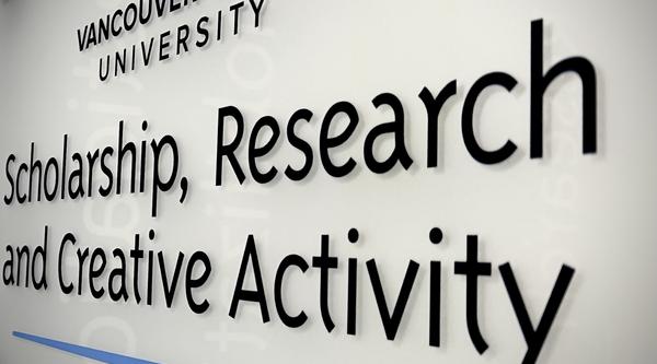 VIU Scholarship, Research and Creative Activity sign