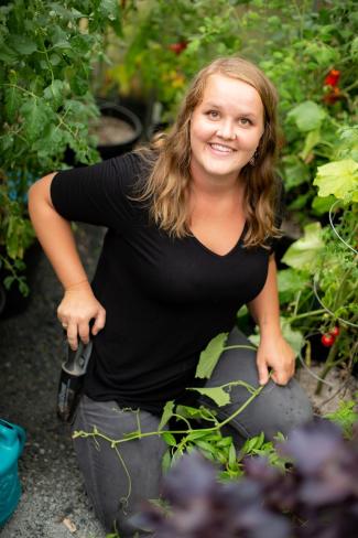 Bianca working in the garden